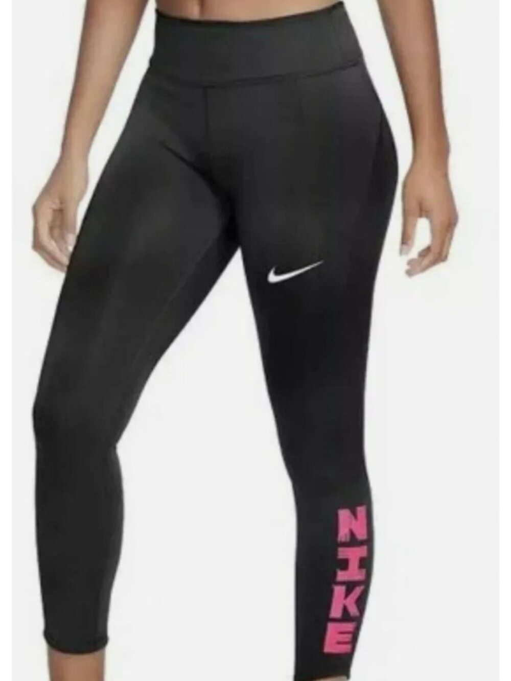 Nike Women Running Cropped Tight Mid Rise 7/8 Length Small DJ0911-010 Black blk